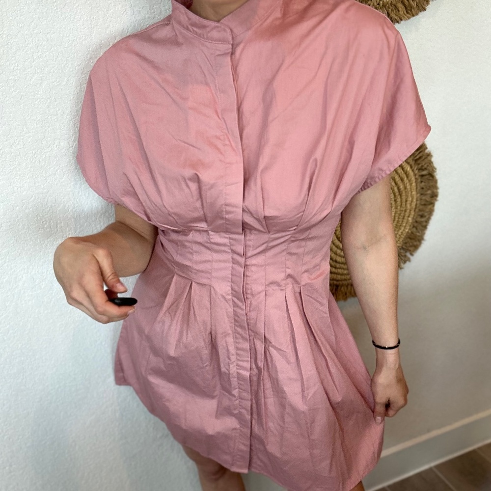 Pink high neck dress